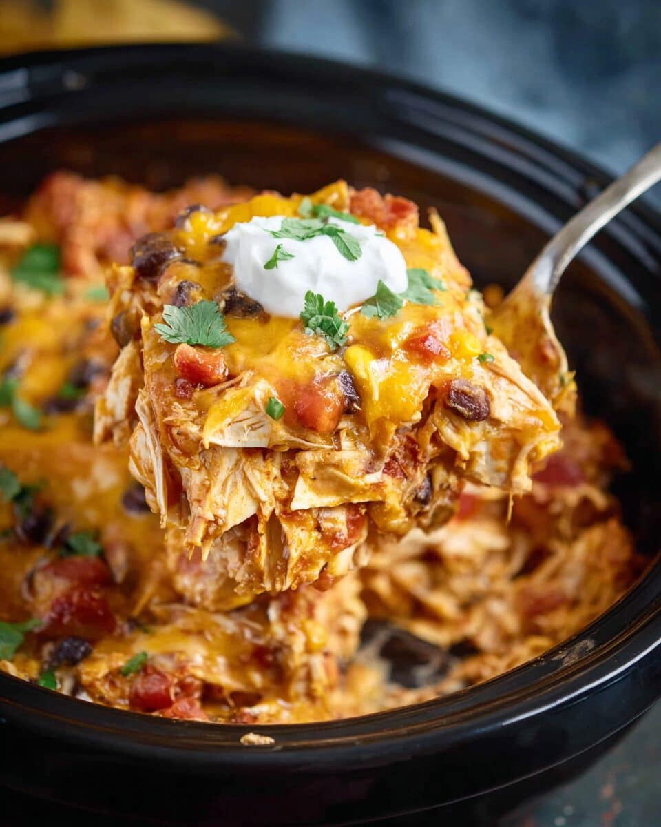 Crockpot Chicken Enchilada Casserole
