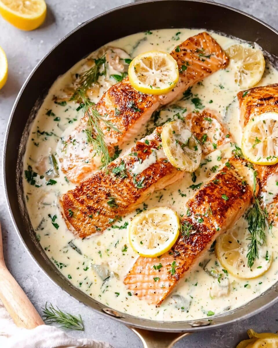 Garlicky Salmon in a Creamy Dream Sauce