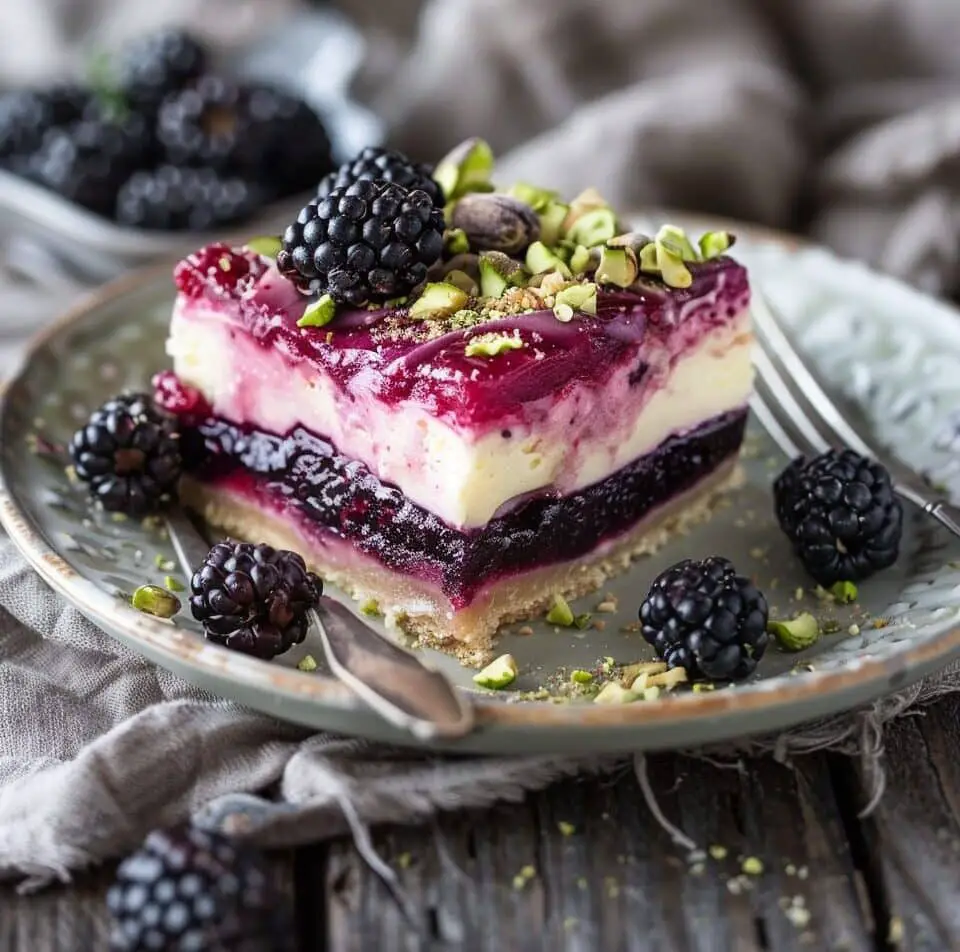 Blackberry Pistachio Dream Bars