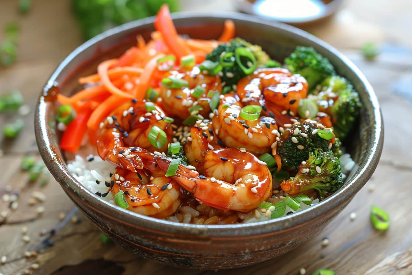 Delicious Honey Garlic Shrimp Bowls