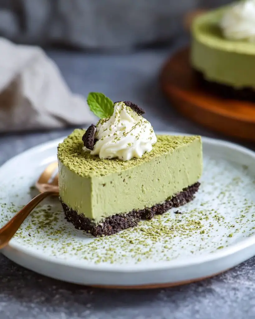 No-Bake Matcha Cheesecake with Oreo Crust