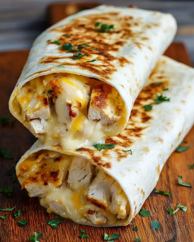 Cheesy Garlic Chicken Wraps