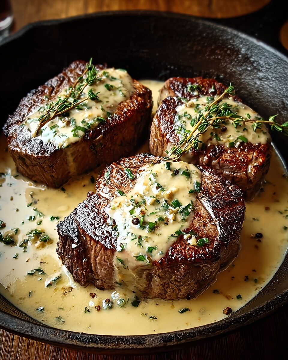 Steak with Haunted Bourbon Garlic Cream Sauce