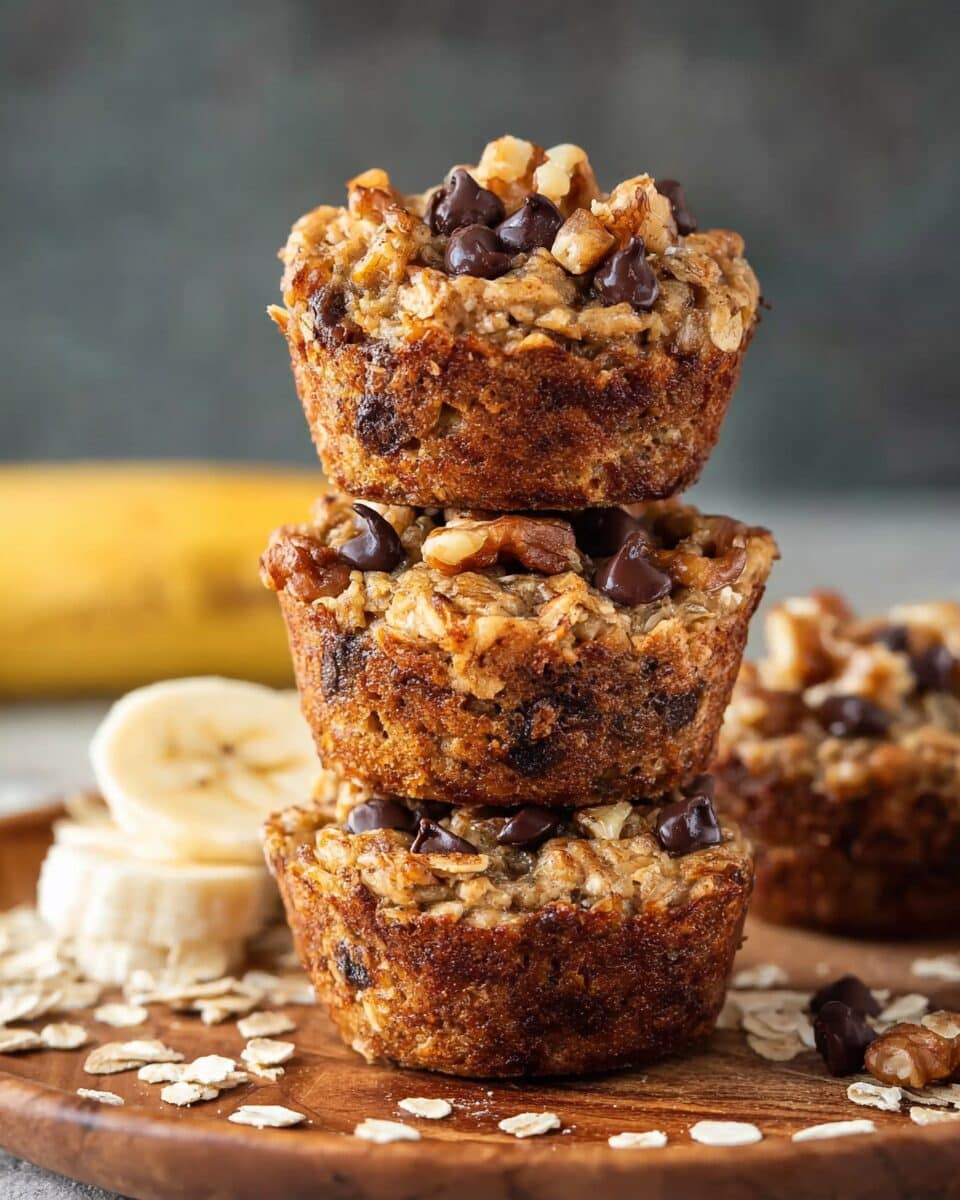 Banana Chocolate Chip Walnut Oatmeal Cups