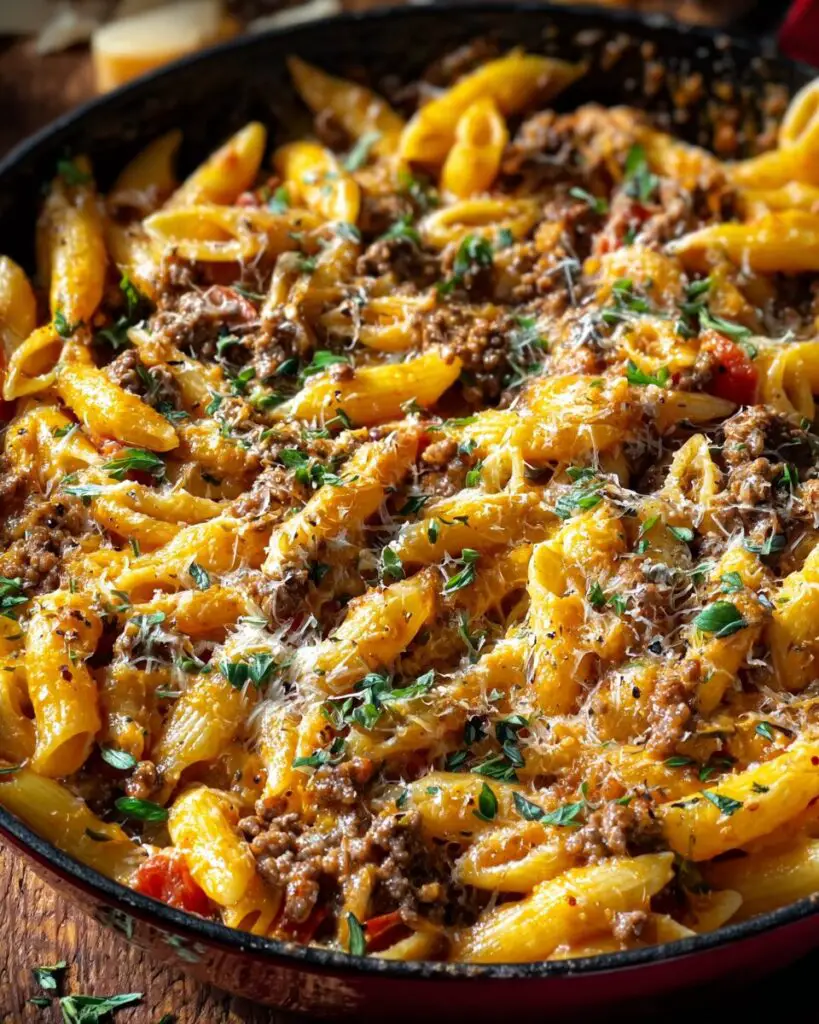 Cheesy Ground Beef Pasta Skillet