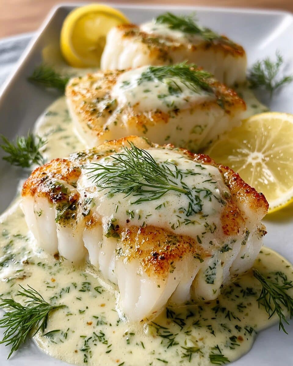 Baked Cod with Lemon Dill Sauce