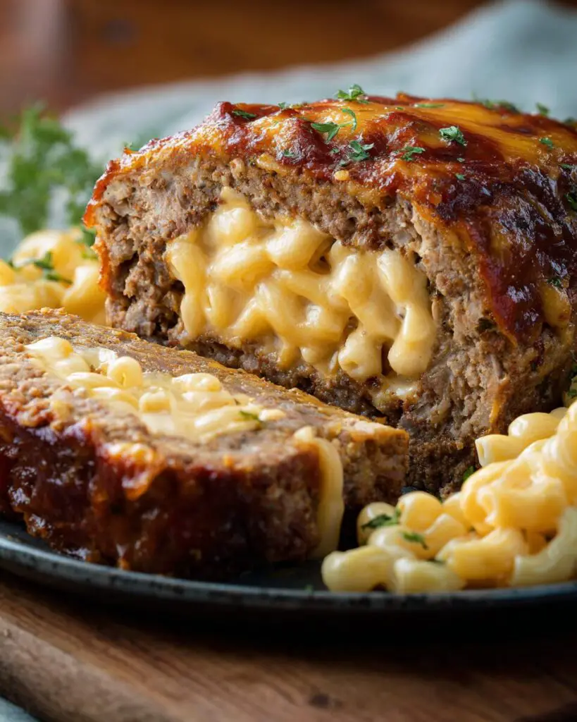 Mac N Cheese Stuffed Meatloaf
