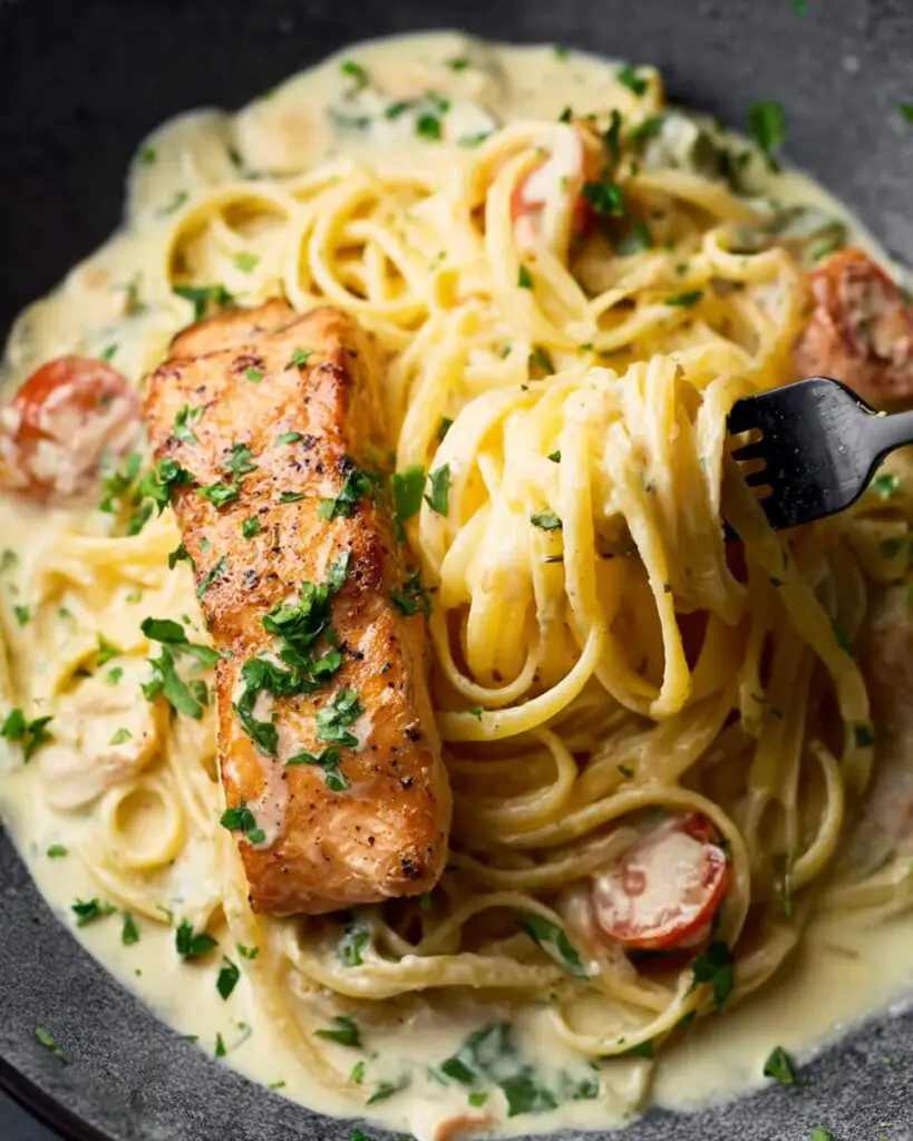 Creamy Garlic Salmon Pasta