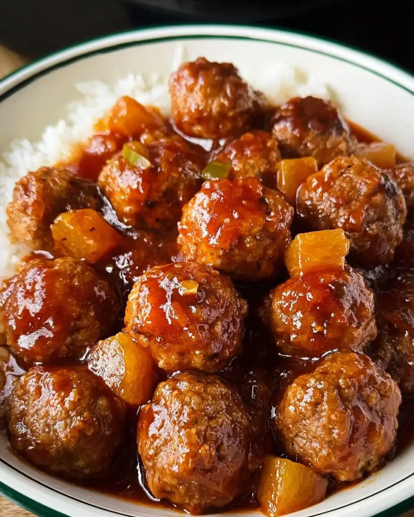 Crockpot Pineapple Barbecue Meatballs