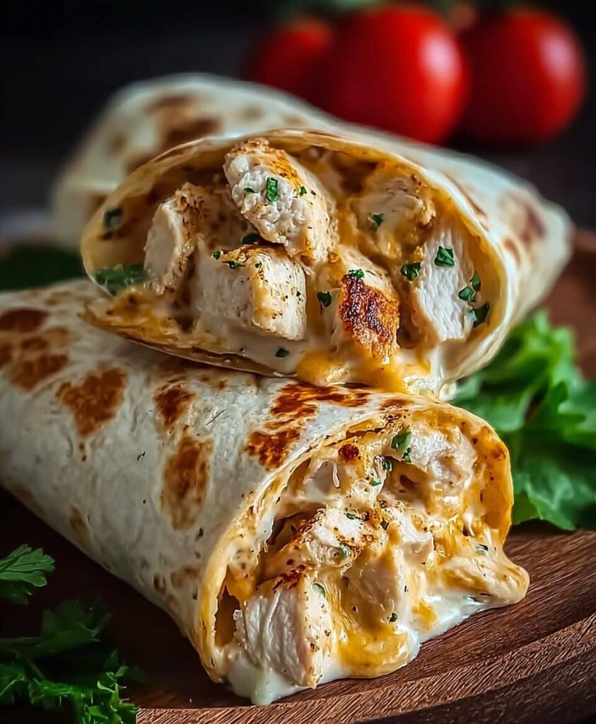 Cheesy Garlic Chicken Wraps
