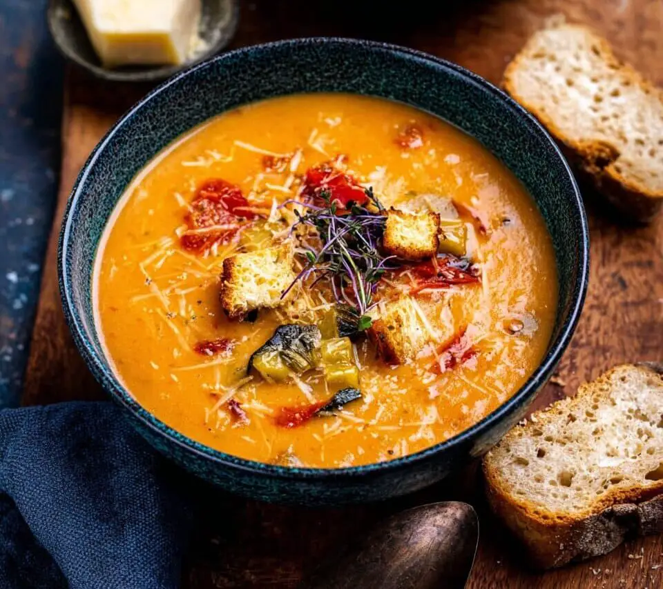 Cheesy Roasted Vegetable Soup