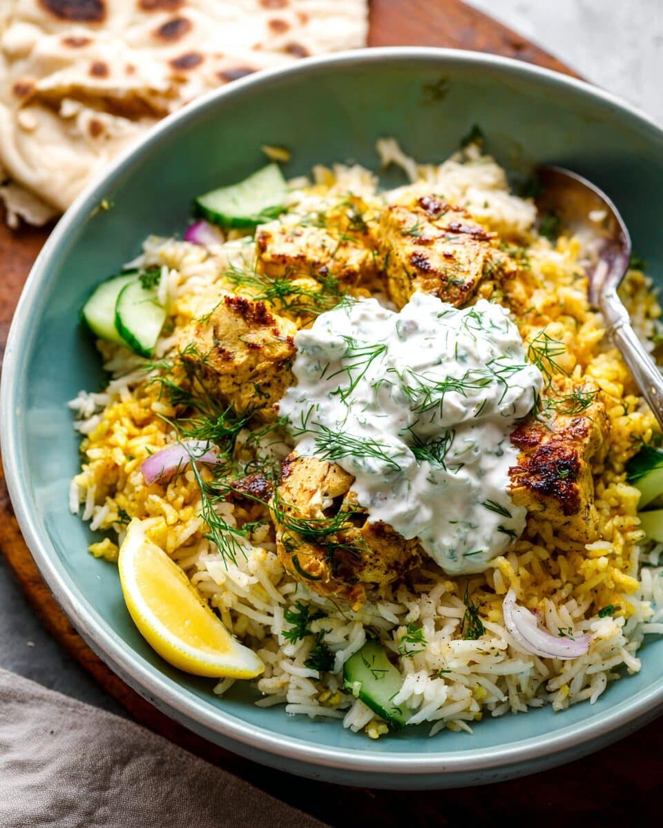 Dump and Bake Chicken Tzatziki with Rice