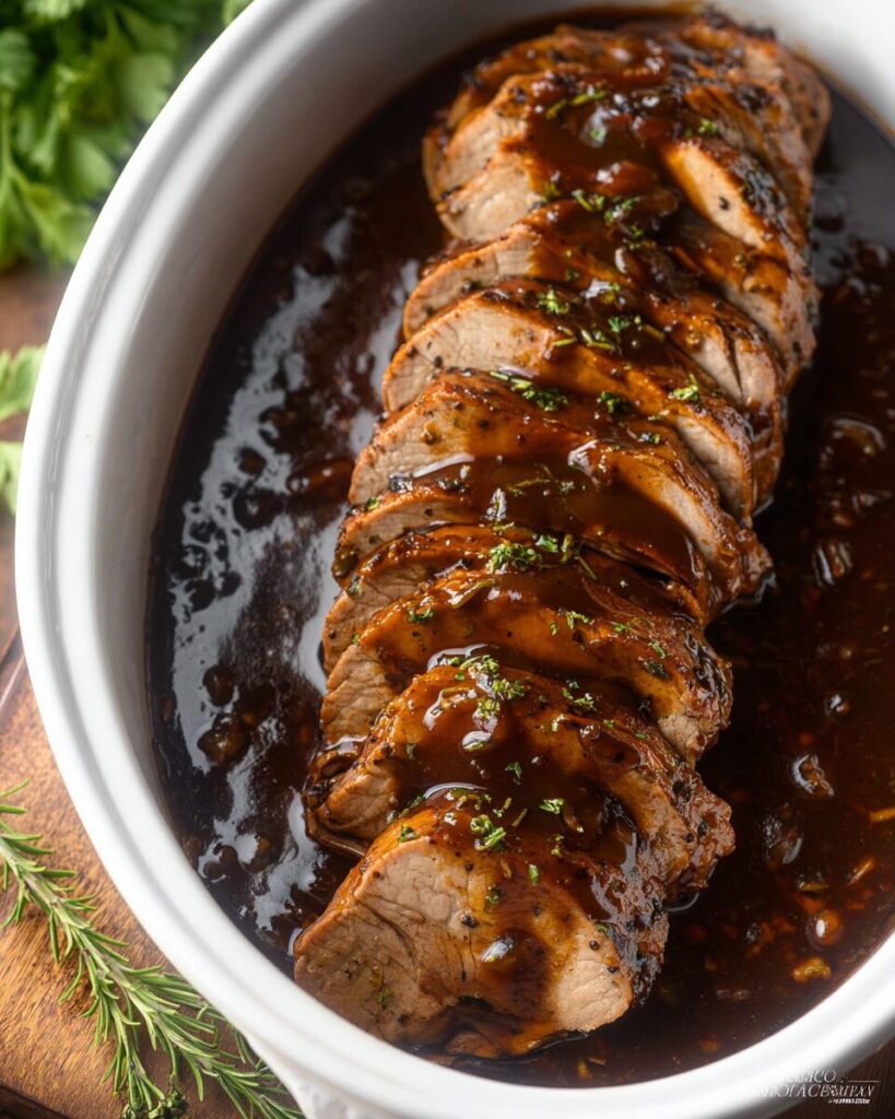 Slow Cooker Pork Tenderloin with Honey Balsamic Glaze