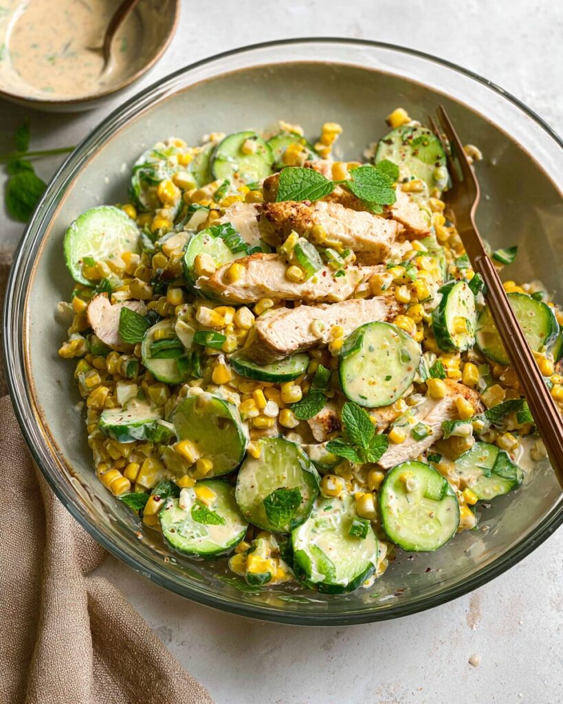 Street Corn Chicken Cucumber Salad