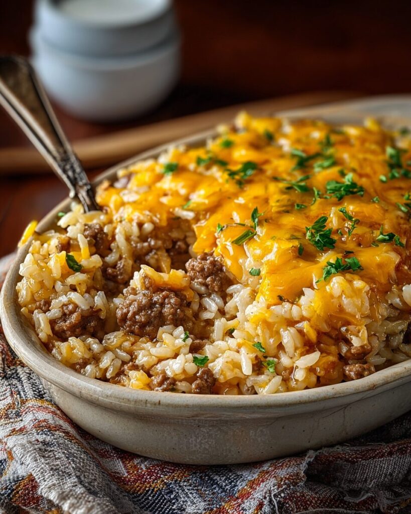 Cheesy Hamburger Rice Casserole