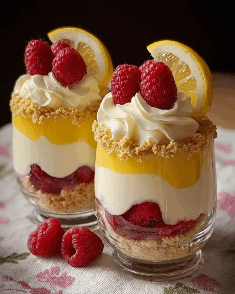 No-Bake Lemon Raspberry Cheesecake Parfaits