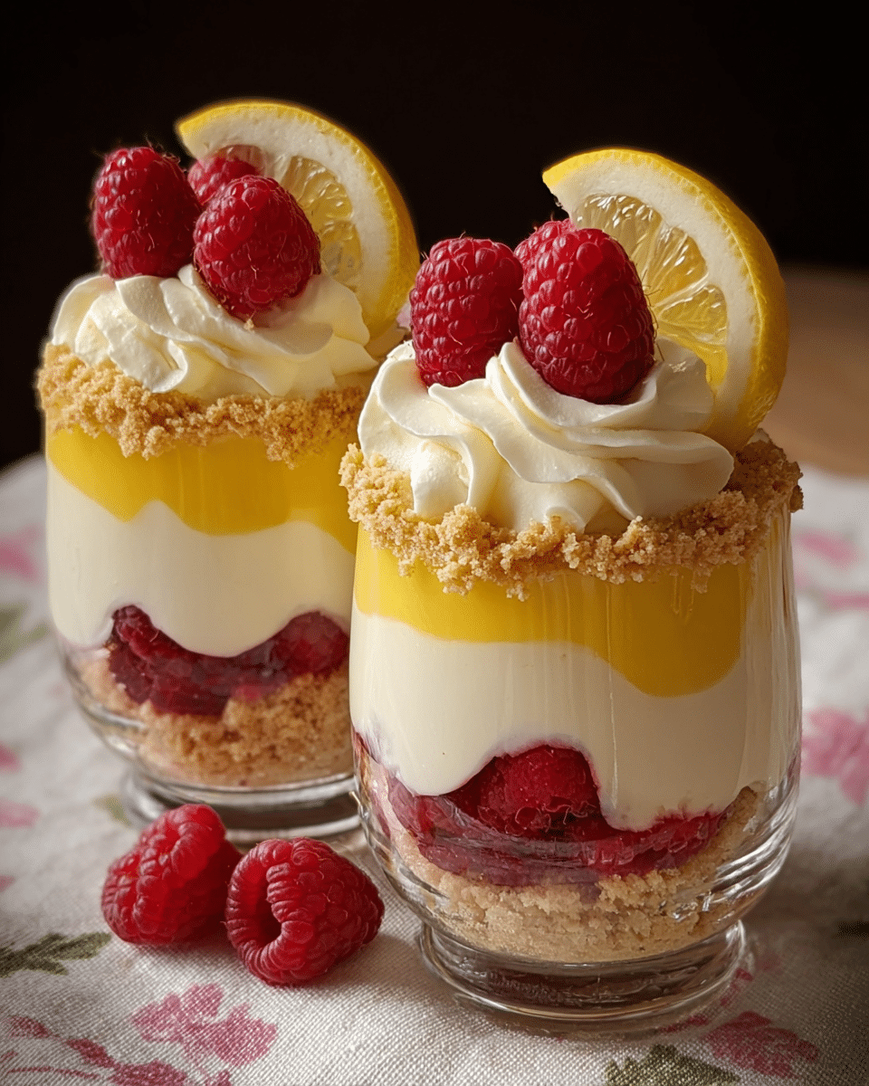 No-Bake Lemon Raspberry Cheesecake Parfaits