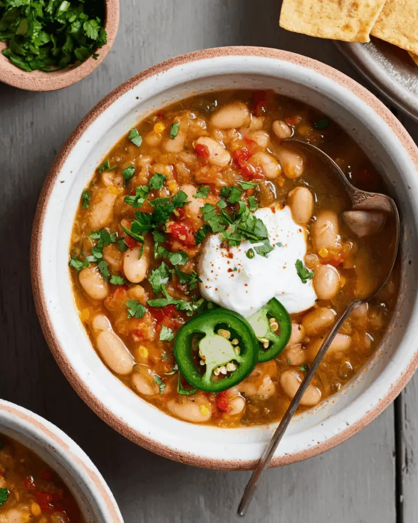 Creamy Stovetop Vegan White Bean Chili