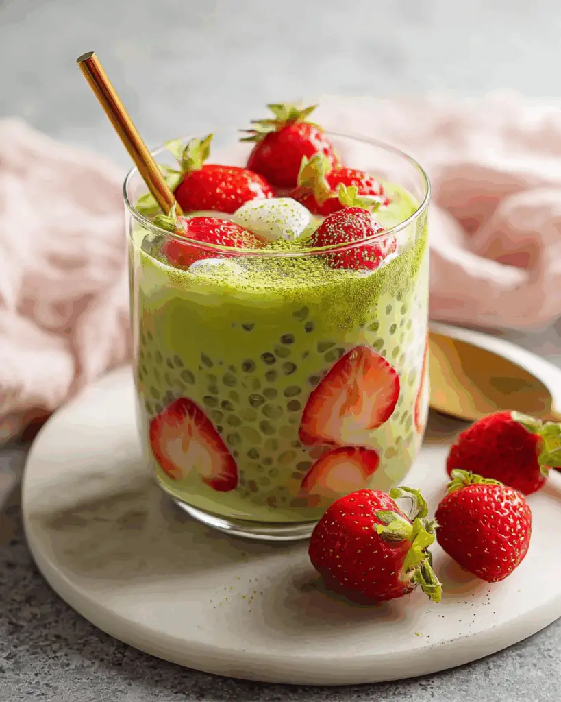Strawberry Matcha Sago