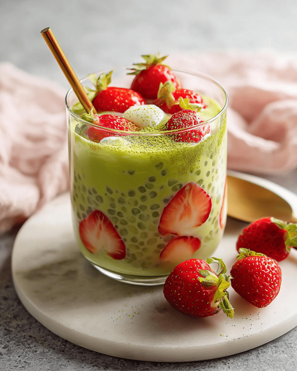Strawberry Matcha Sago