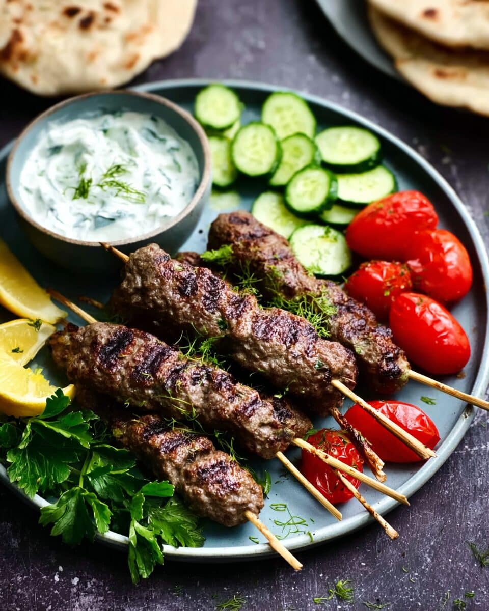 Beef Kofta Kebabs with Tzatziki Sauce