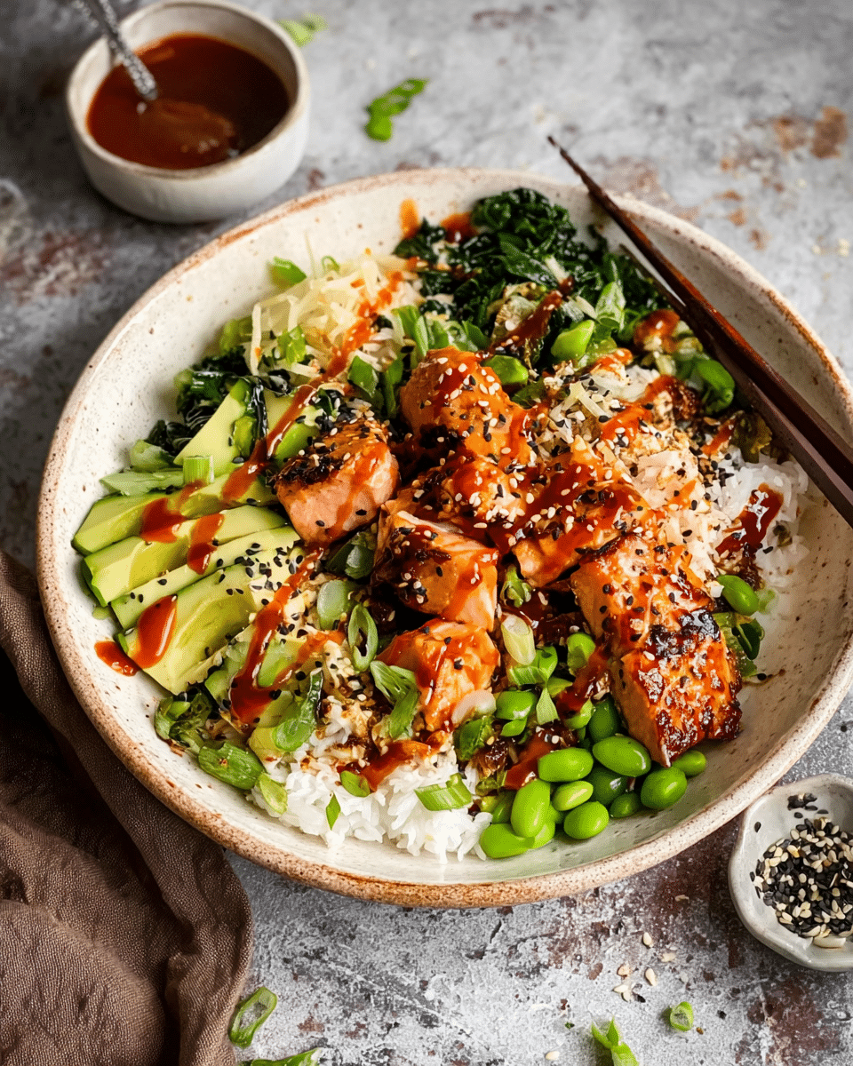 Honey Sriracha Salmon Bowls