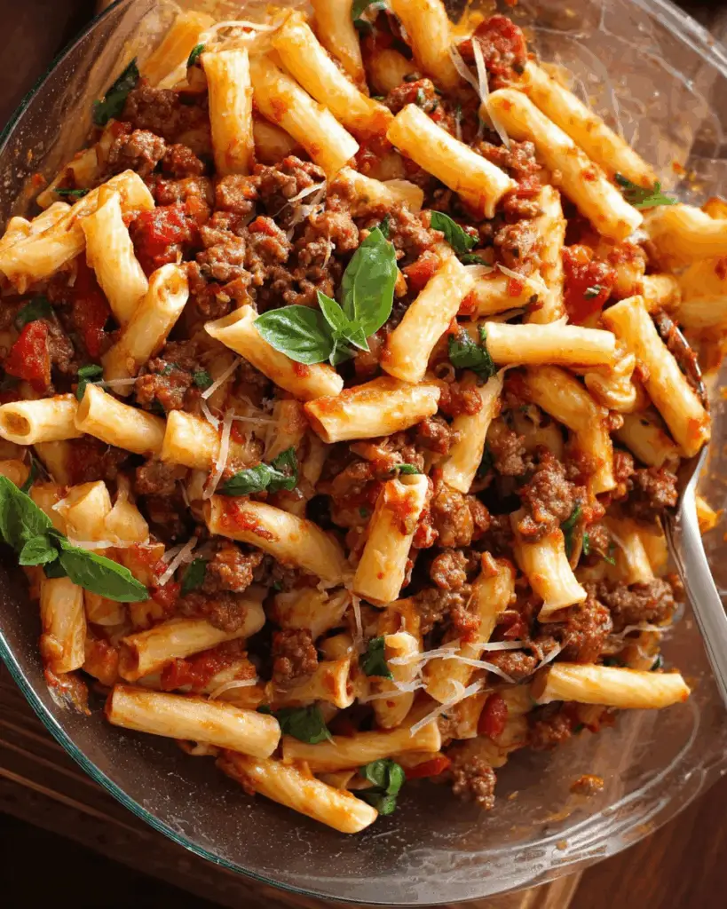 Penne Pasta with Meat Sauce