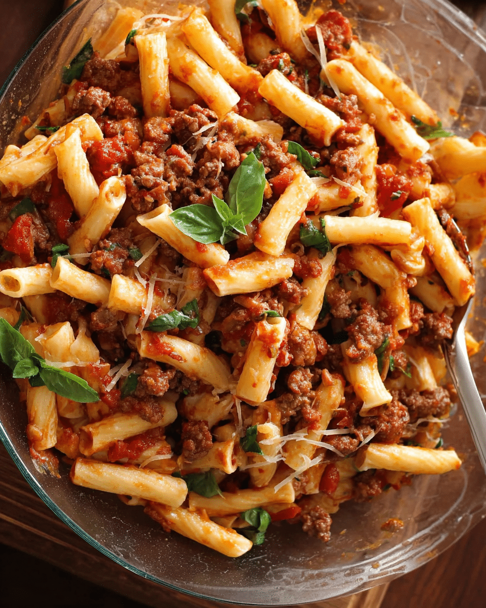 Penne Pasta with Meat Sauce
