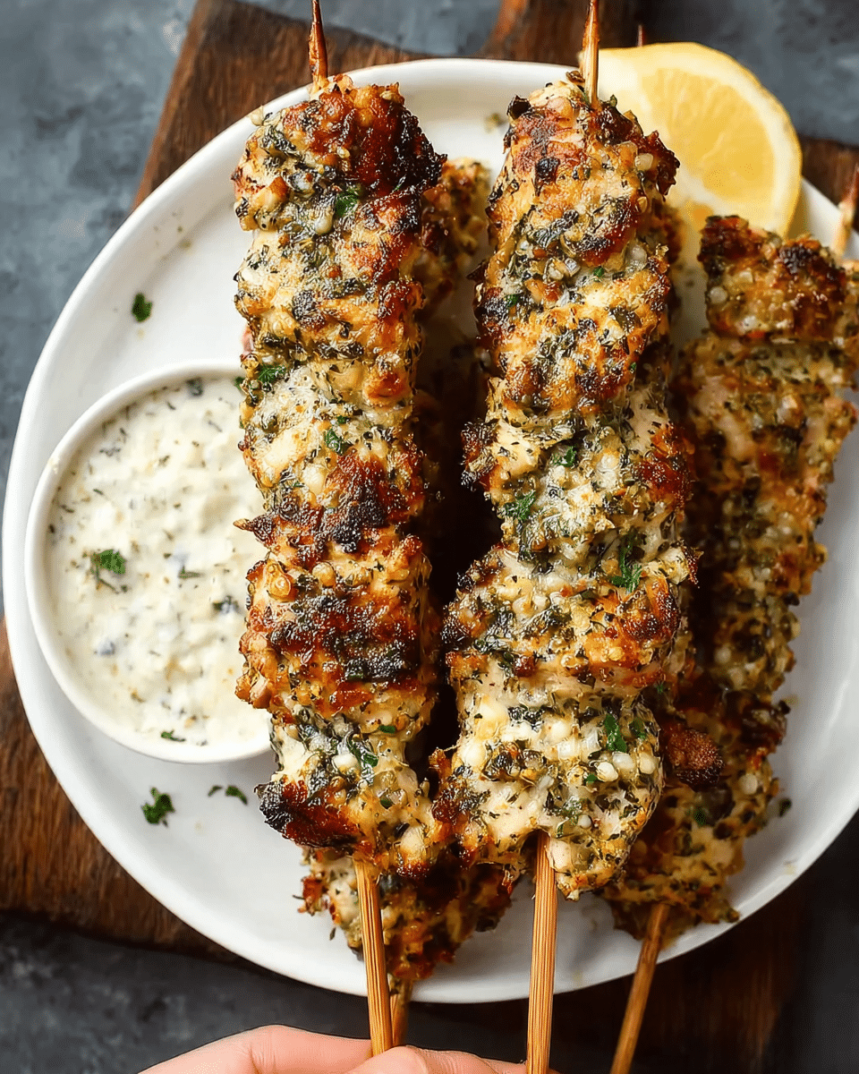 Ranch Garlic Parmesan Chicken Skewers