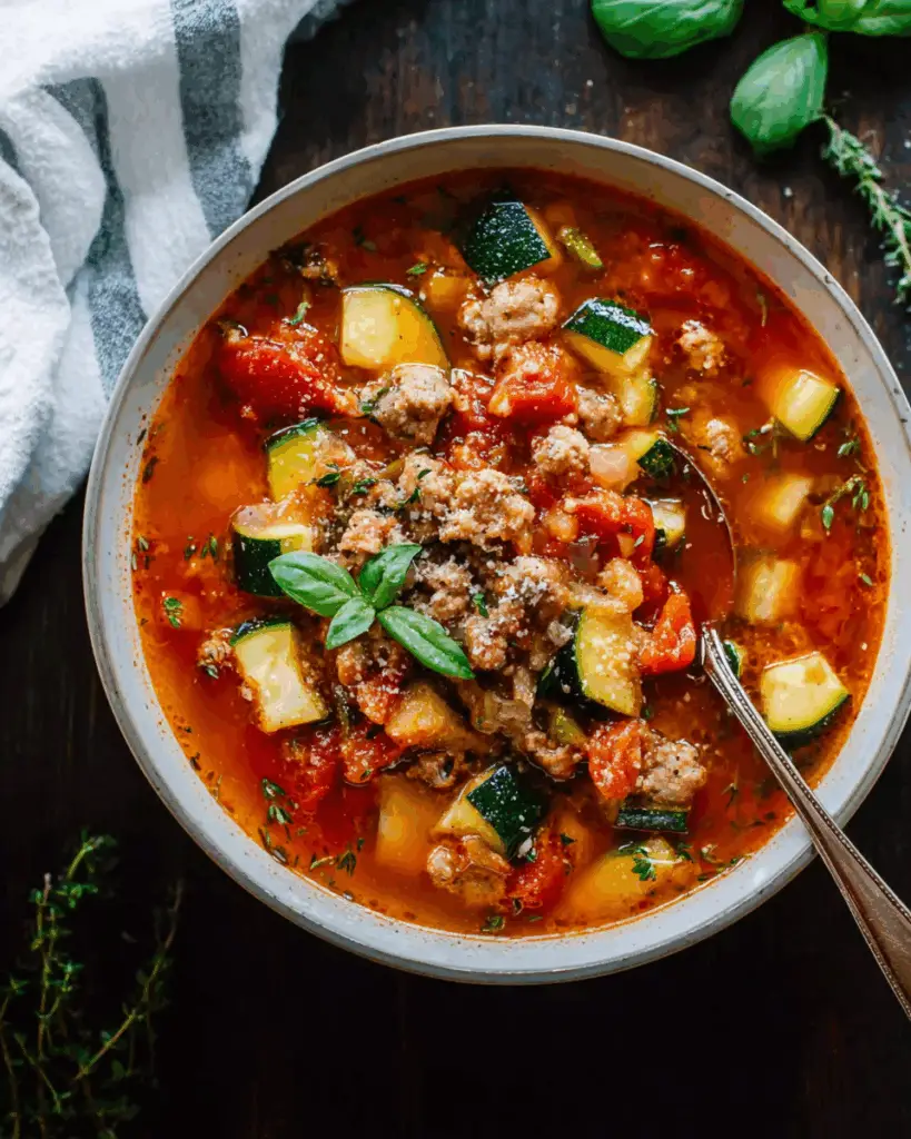 Zucchini Tomato Italian Sausage Soup