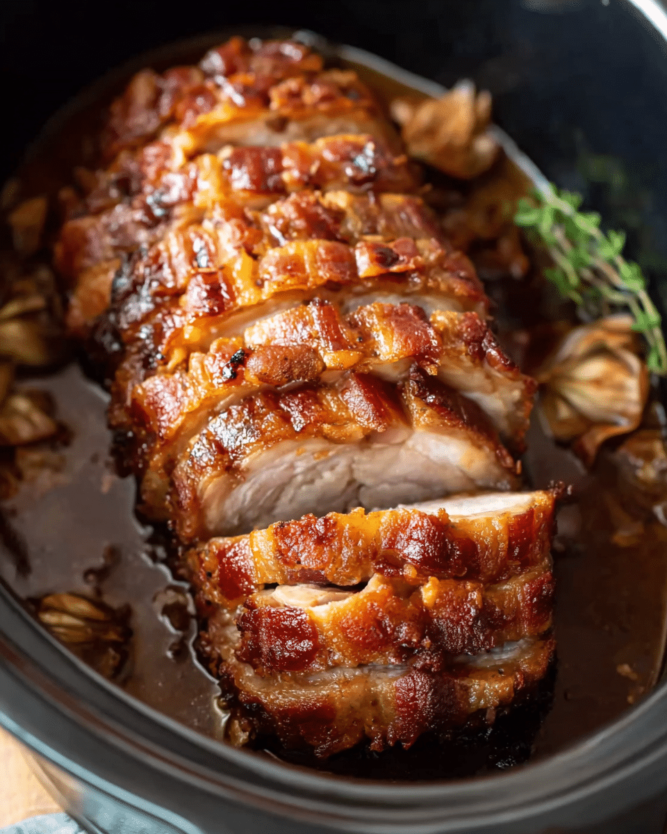 Bacon-Wrapped Garlic Pork Loin