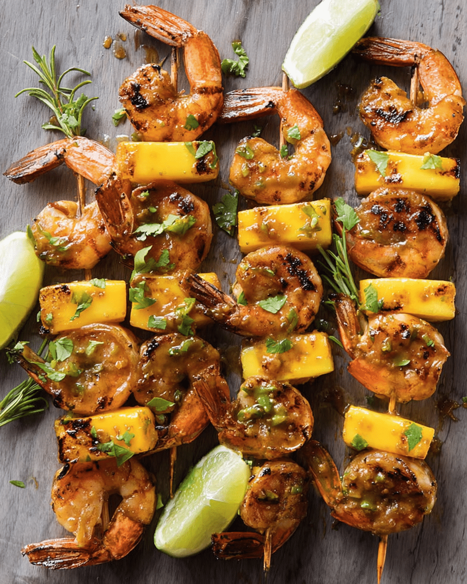 Grilled Shrimp and Mango Skewers