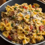 Creamy Ground Beef Bowtie Pasta
