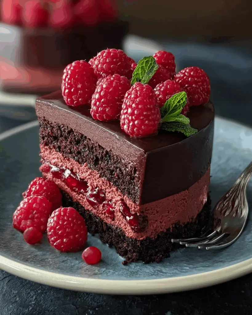 Dark Chocolate Raspberry Mousse Cake