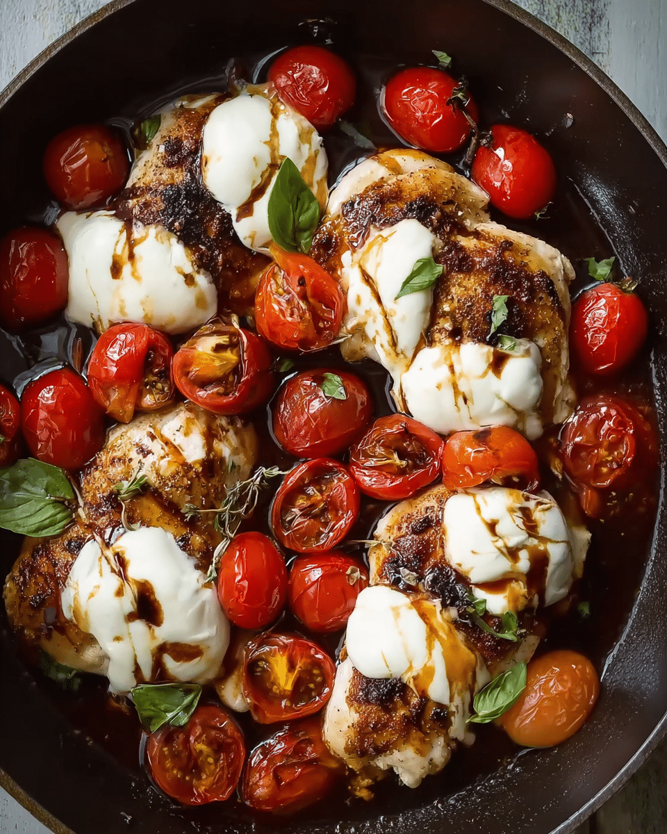 Skillet Chicken with Caprese Toppings