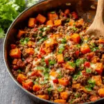 Southwest Ground Beef and Sweet Potato Skillet
