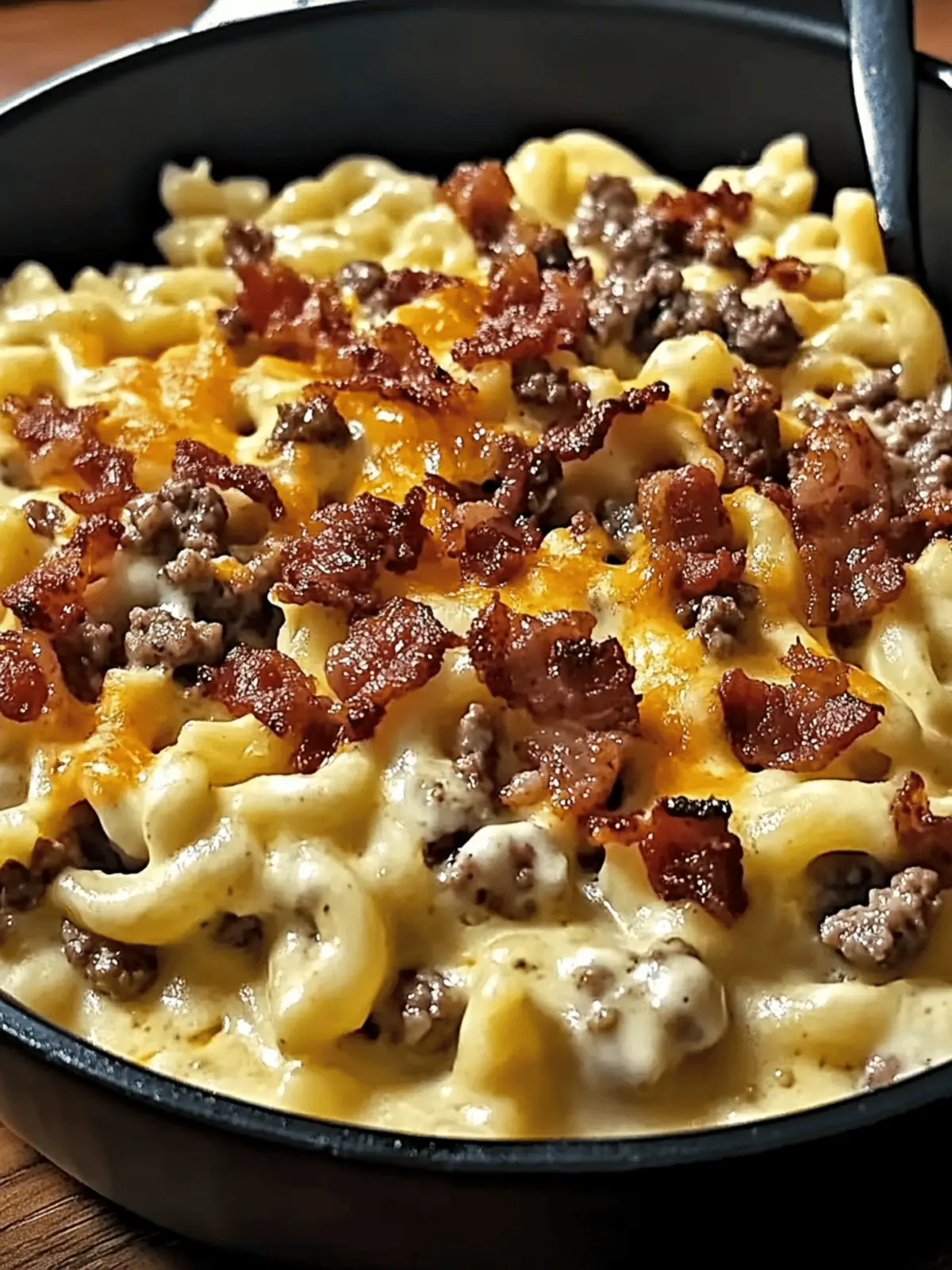 Loaded Bacon Cheeseburger Alfredo Pasta