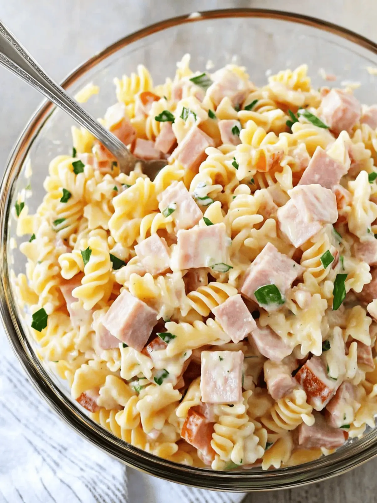 Creamy Ham and Cheese Pasta Salad