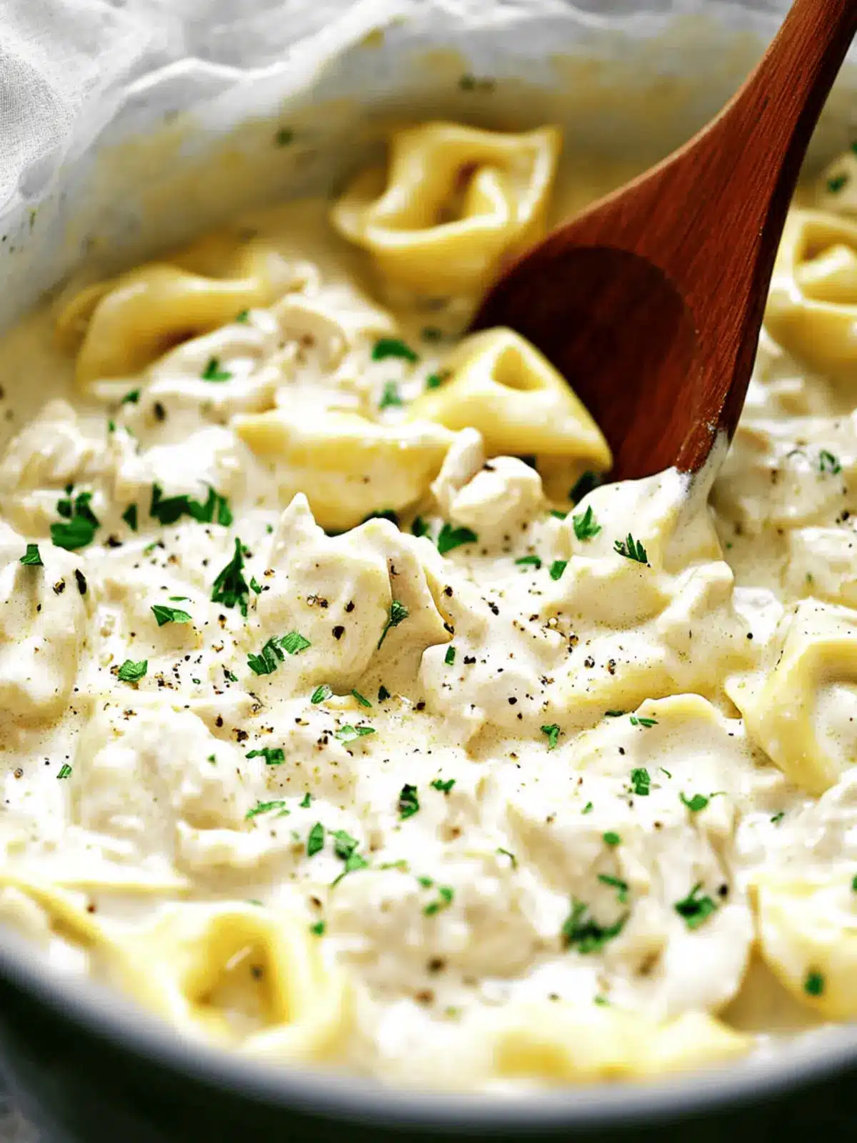 Slow Cooker Chicken Alfredo Tortellini