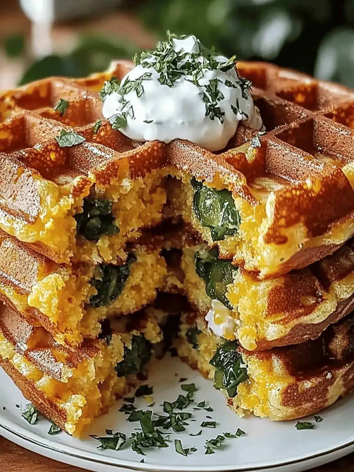 Cheddar Jalapeño Cornbread Waffles