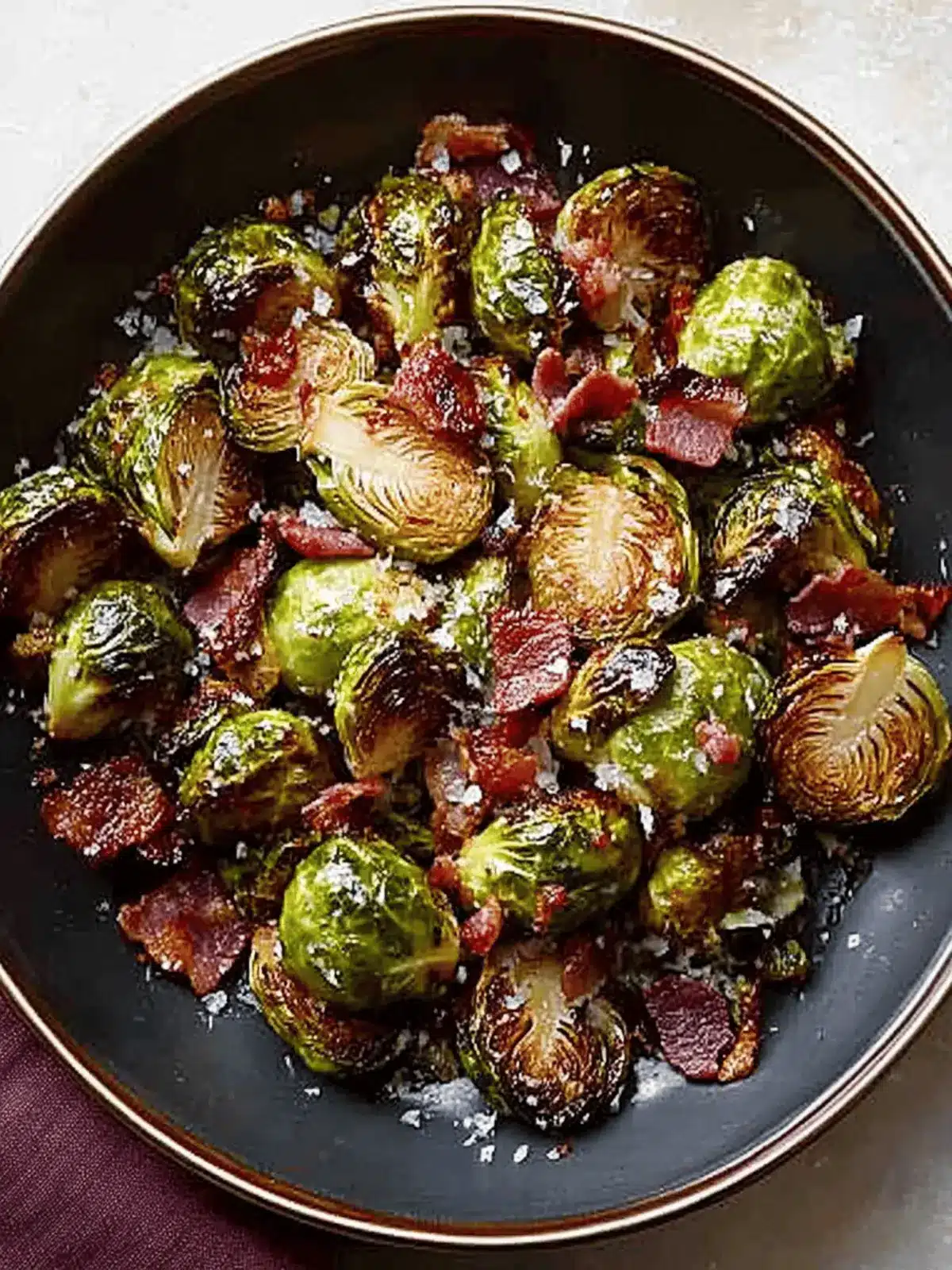 Crispy Roasted Brussels Sprouts with Bacon
