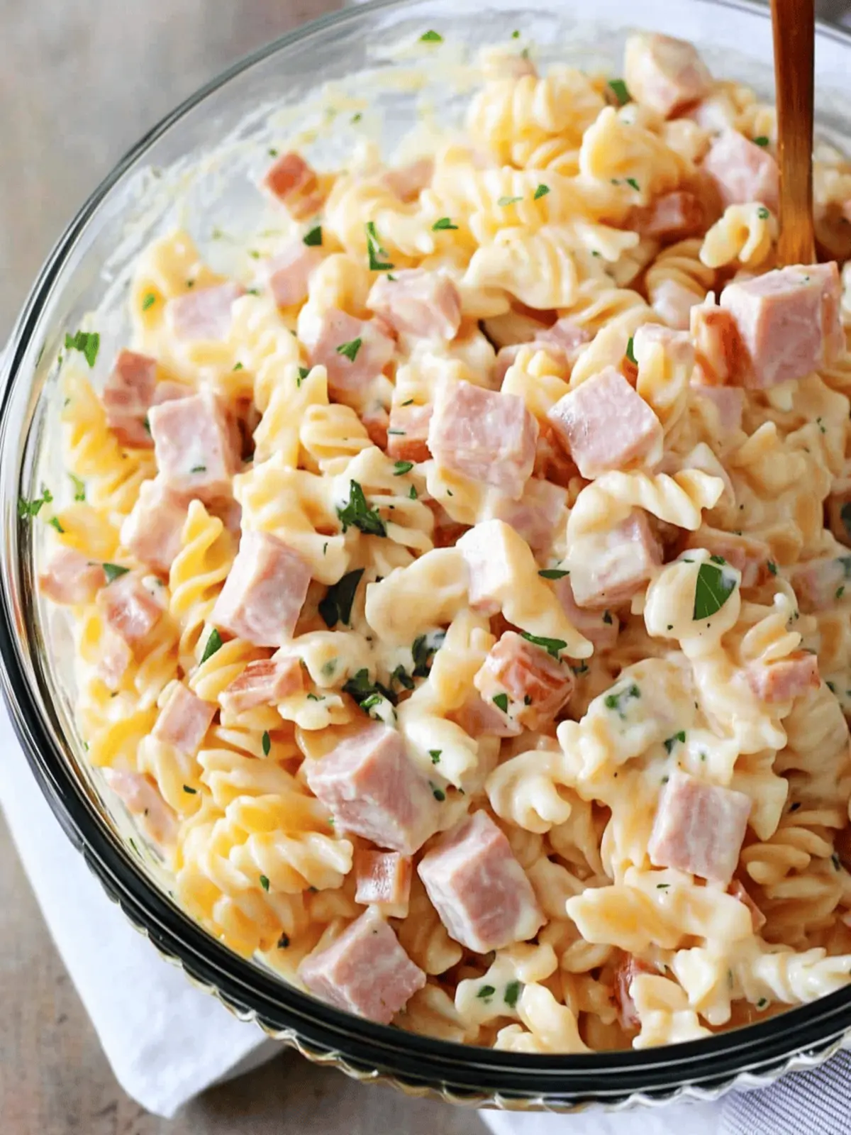 Creamy Ham and Cheese Pasta Salad