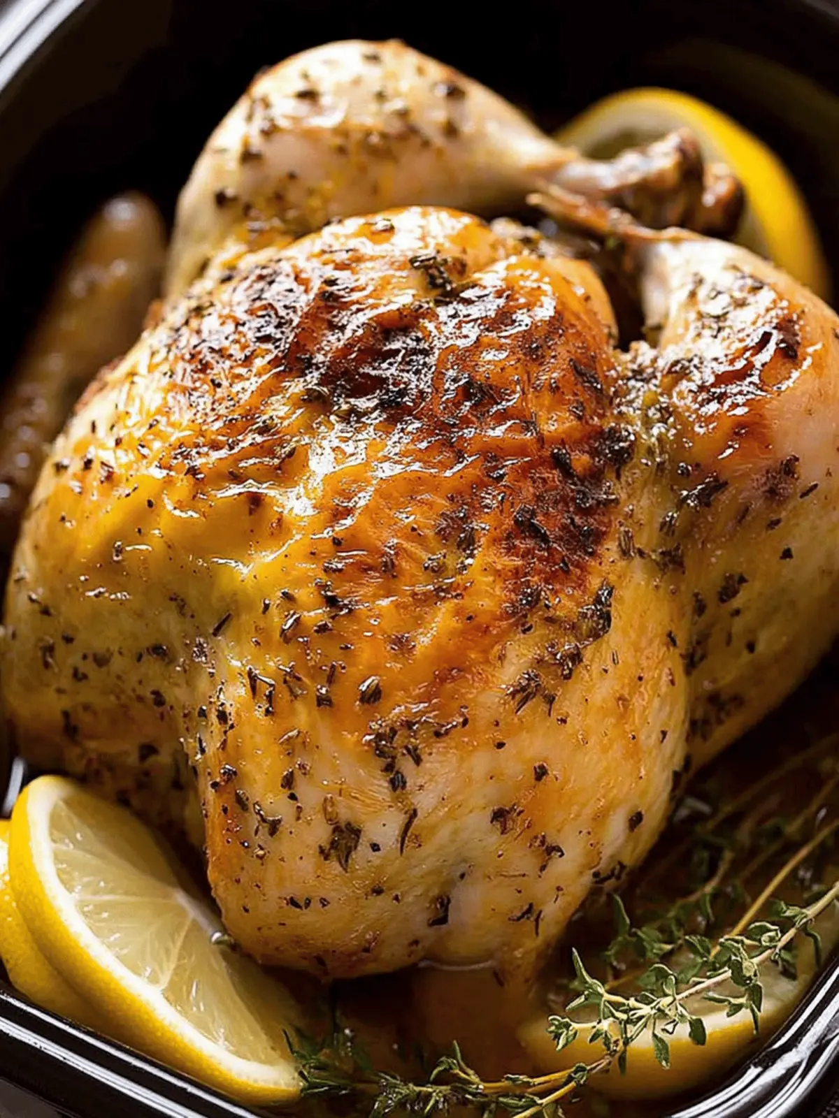 Lemon Garlic SLOW COOKER Roast Chicken