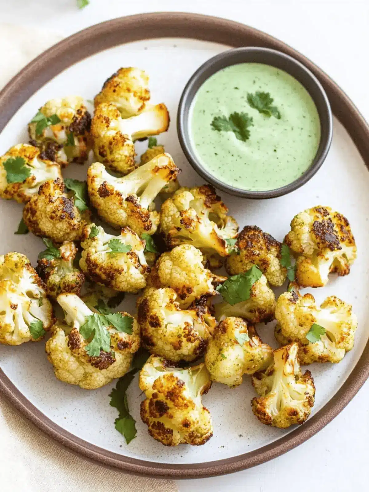 Air Fryer Cauliflower with Cilantro Yogurt Sauce