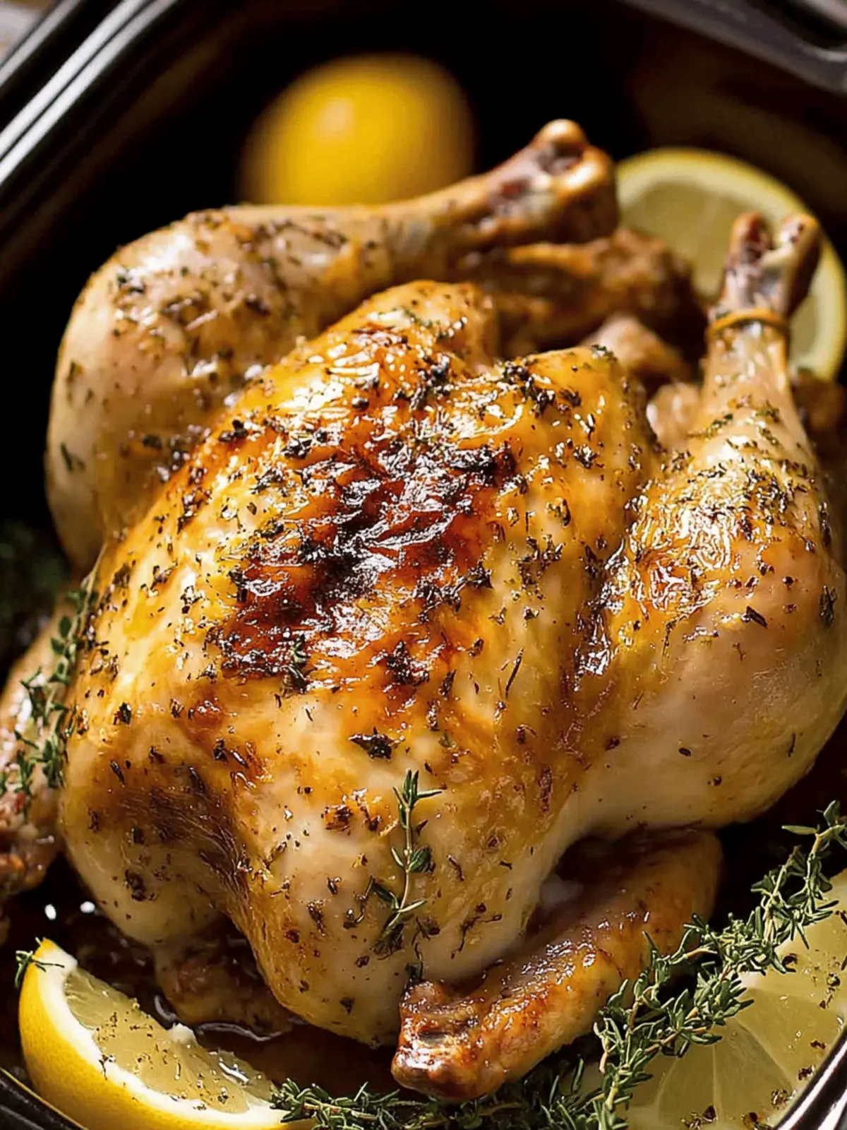 Lemon Garlic SLOW COOKER Roast Chicken