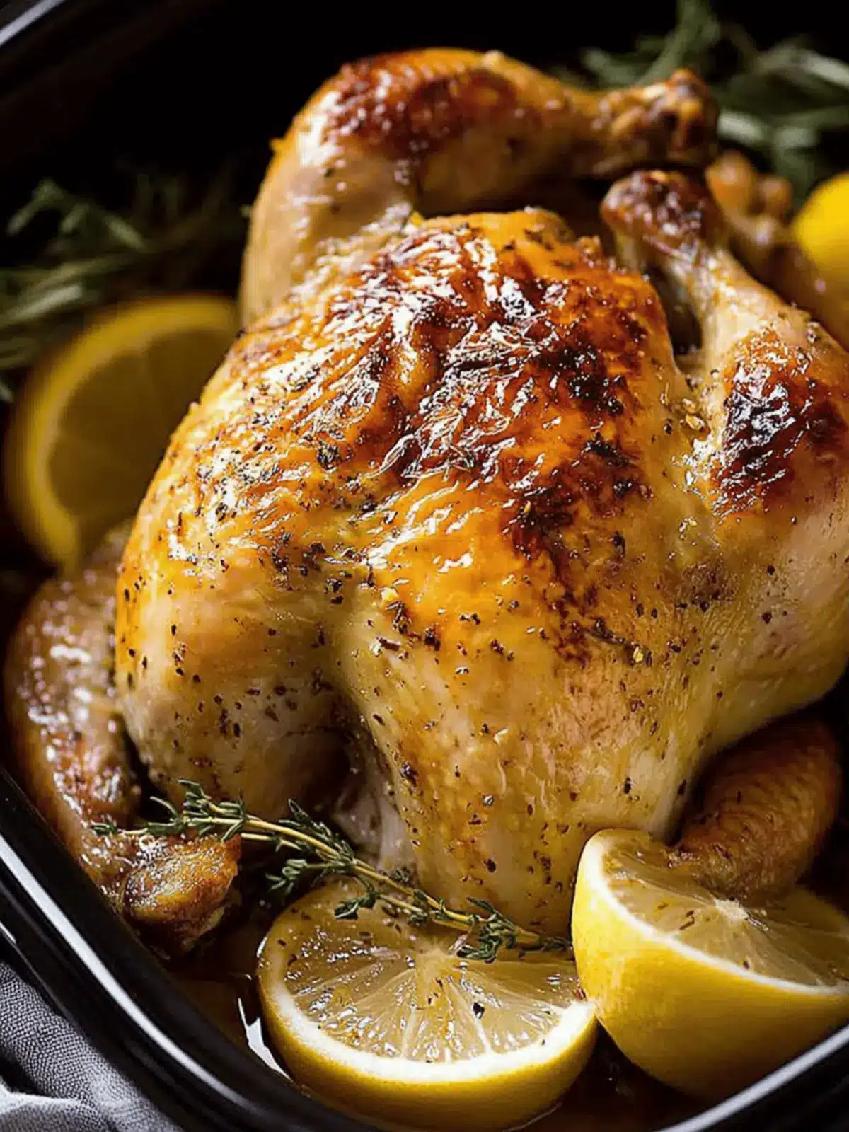 Lemon Garlic SLOW COOKER Roast Chicken