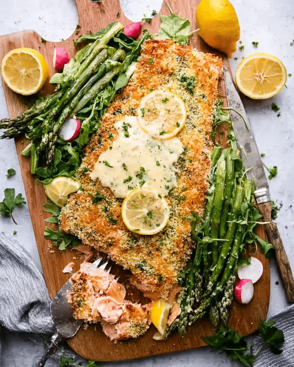 Baked Parmesan Crusted Salmon with Lemon Cream Sauce