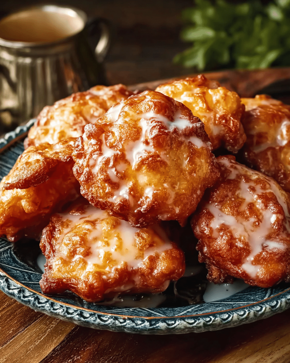 Warm Spiced Apple Fritters with Sweet Glaze