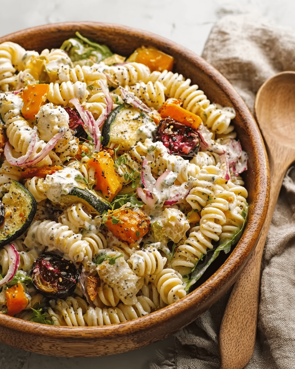 Fall Pasta Salad with Creamy Poppyseed Dressing