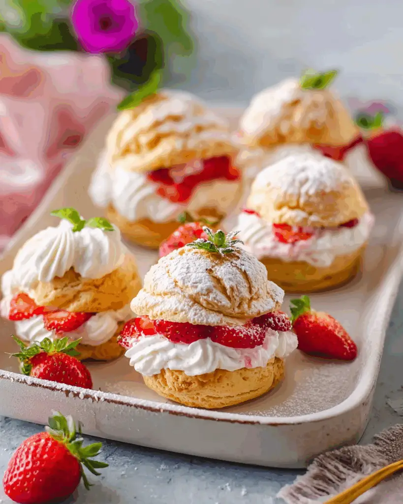 Strawberry Whipped Cream Puffs